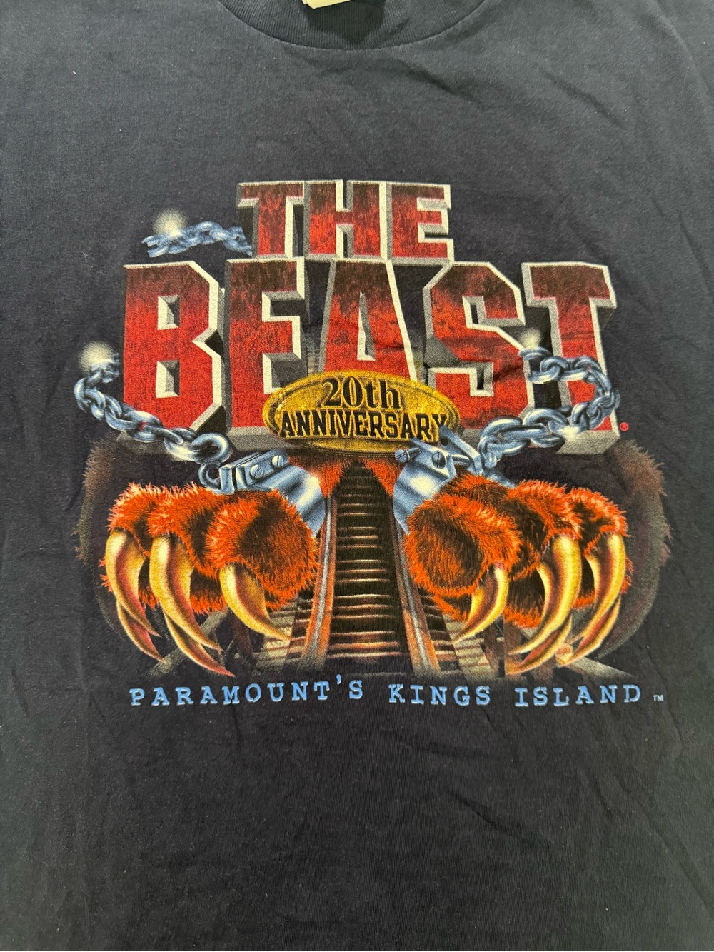 Vintage 1997 Paramount Kings Island The Beast 20th Anniversary T Shirt USA Med